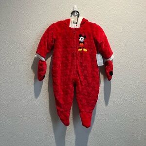 Disney Store Mickey Holiday Footed Bodysuit Romper Baby Boy Girl